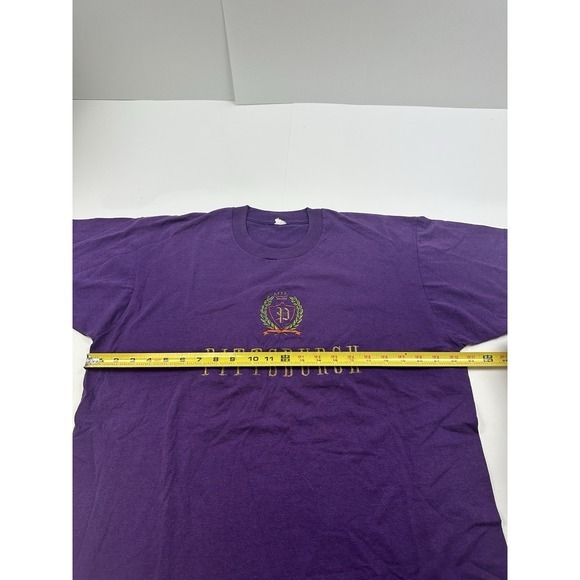Vintage Pittsburgh Embroidered T Shirt Size Large‎ Purple Single Stitch - Picture 4 of 5
